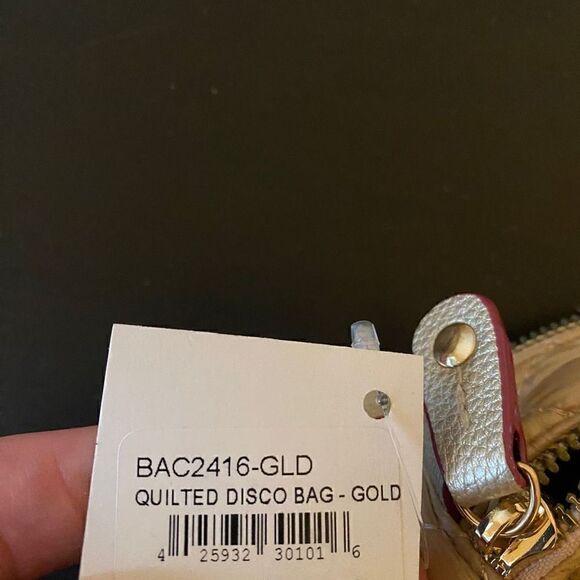 E+A NEW Quilted Disco Bag Gold With shoulder Strap - Picture 6 of 10